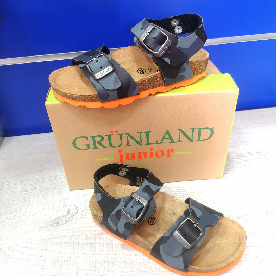 Grunland - Sandalo militare grigio/arancione